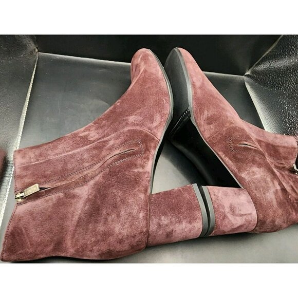 LA CANADIENNE Women's 9M JoJo Ankle Boots Suede Bordo Maroon Burgundy $525 - Picture 7 of 10